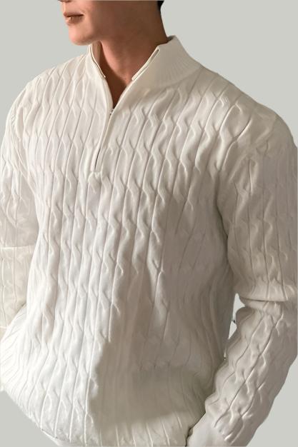 Classic Gents | Cable knit sweater med halv dragkedja