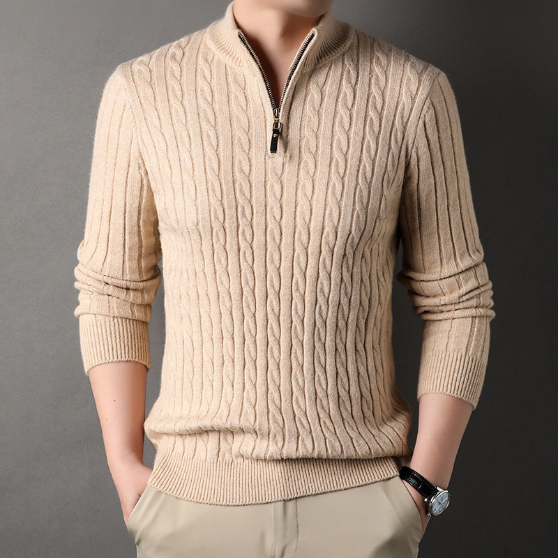 Classic Gents | Cable knit sweater med halv dragkedja