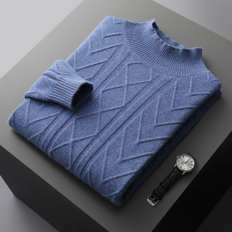 Classic Gents | Sweater med stickat mönster | 100% kashmir