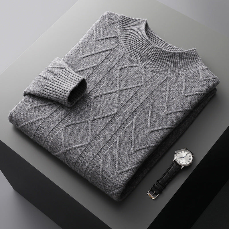 Classic Gents | Sweater med stickat mönster | 100% kashmir