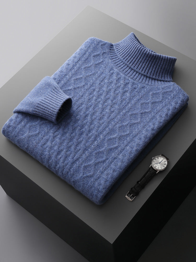 Classic Gents | Cable knit turtleneck tröja | 100% kashmir