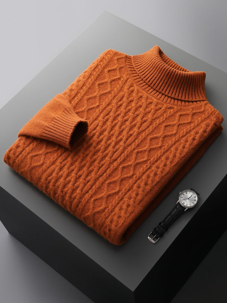 Classic Gents | Cable knit turtleneck tröja | 100% kashmir