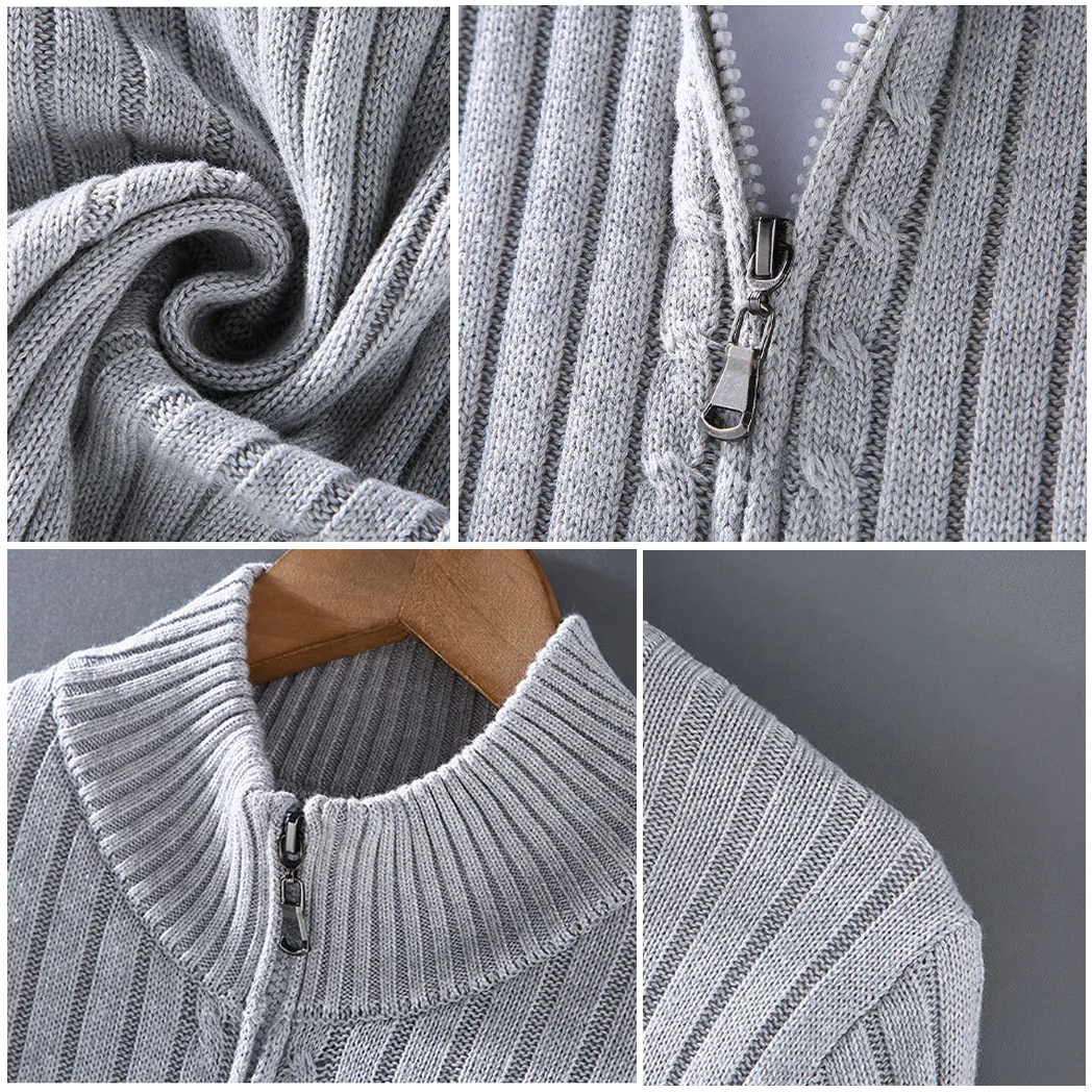 Classic Gents | Stickad ribbad cardigan