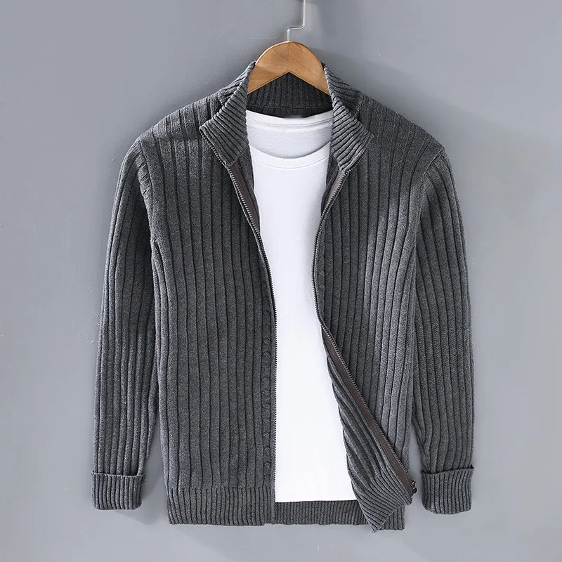 Classic Gents | Stickad ribbad cardigan