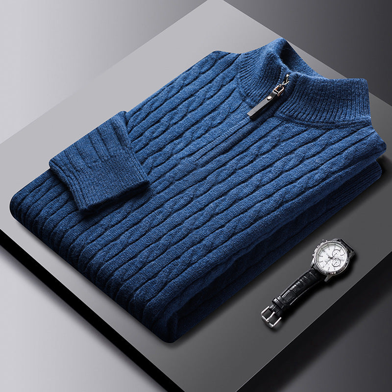 Classic Gents | Cable knit sweater med halv dragkedja