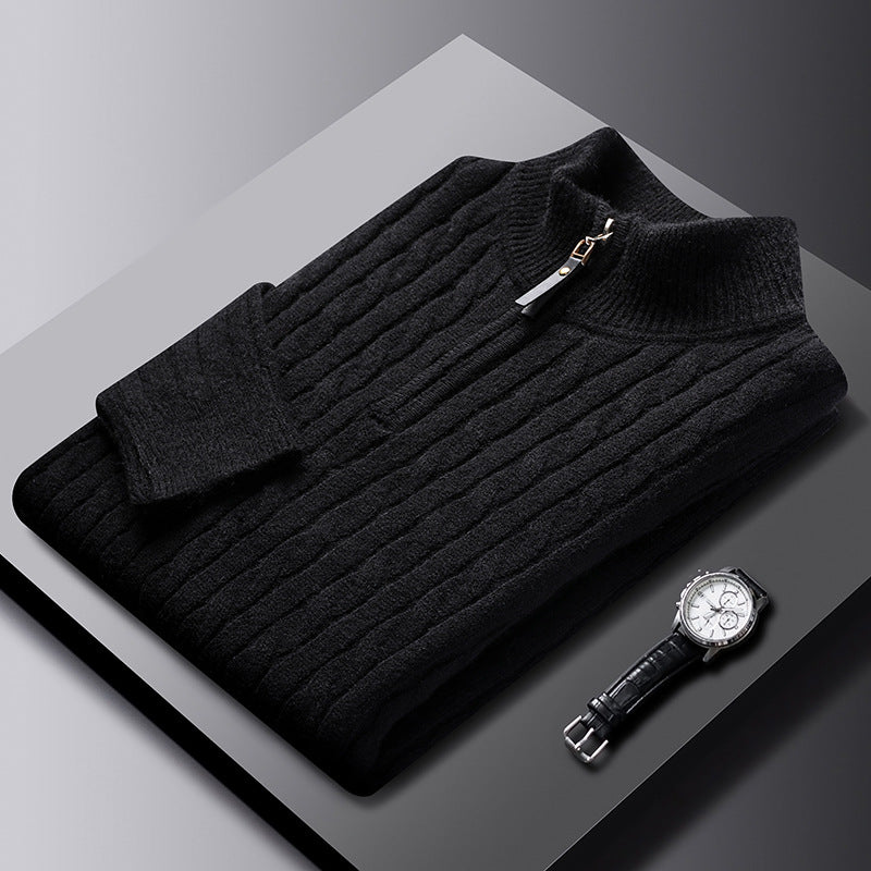 Classic Gents | Cable knit sweater med halv dragkedja