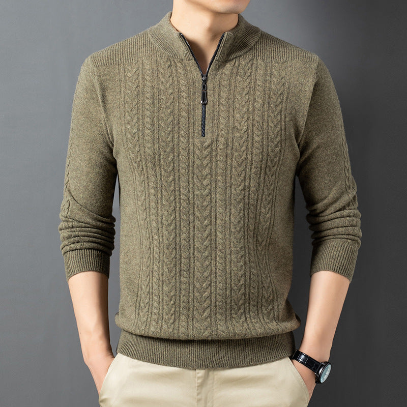 Classic Gents | Cable knit sweater med halv dragkedja