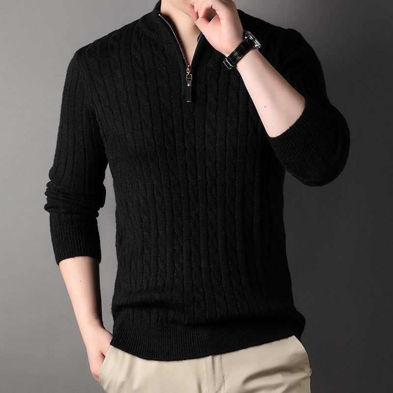 Classic Gents | Cable knit sweater med halv dragkedja