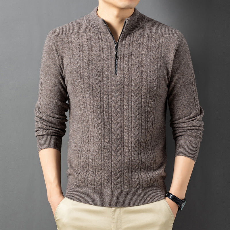 Classic Gents | Cable knit sweater med halv dragkedja