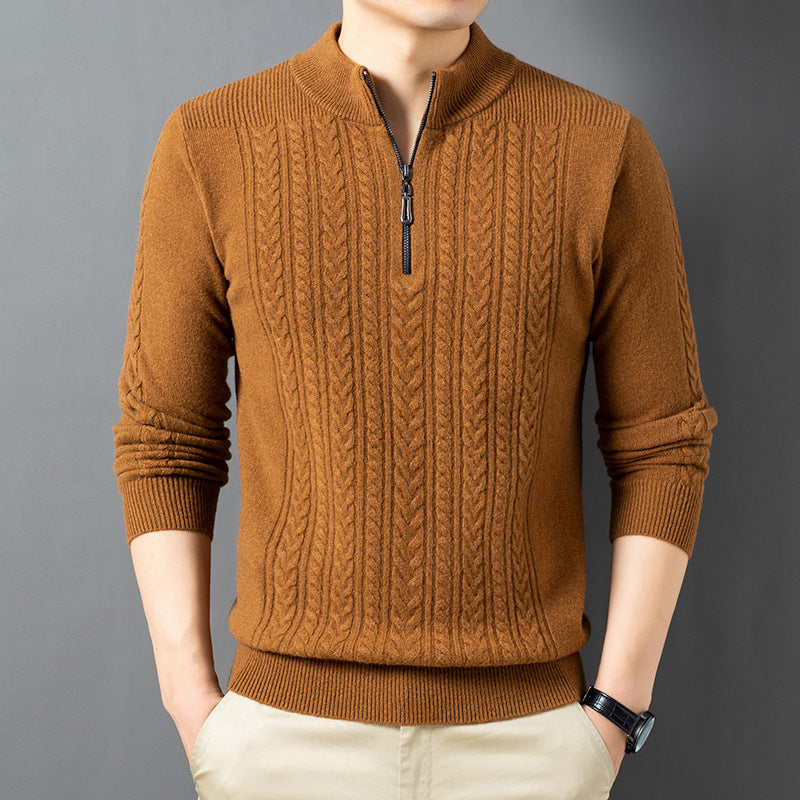 Classic Gents | Cable knit sweater med halv dragkedja