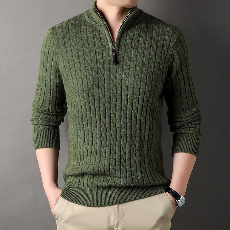 Classic Gents | Cable knit sweater med halv dragkedja