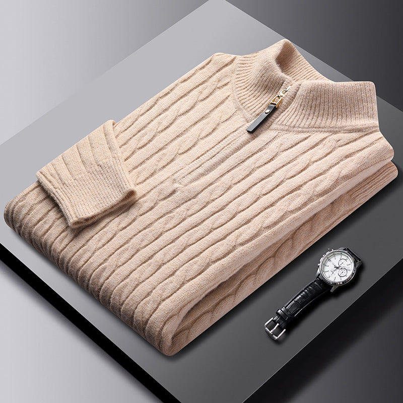 Classic Gents | Cable knit sweater med halv dragkedja