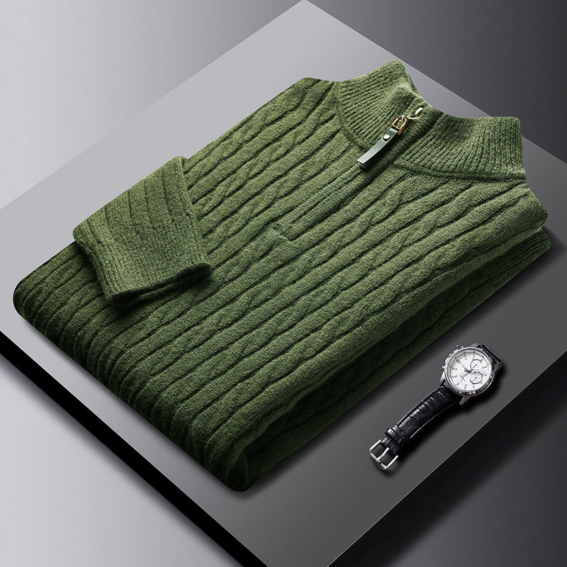 Classic Gents | Cable knit sweater med halv dragkedja