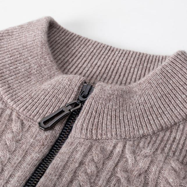 Classic Gents | Cable knit sweater med halv dragkedja