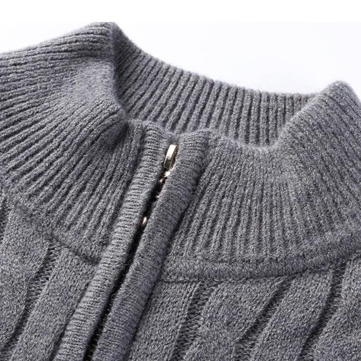 Classic Gents | Cable knit sweater med halv dragkedja